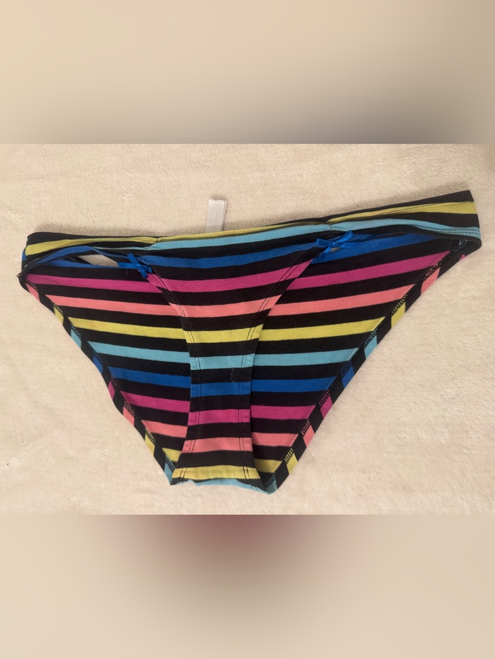 PINK Victoria’s Secret Rainbow Striped Bikini Panties SZ SMALL